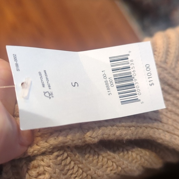 New Banana Republic Sweater Tan/Ivory Neutral Ribbed Knit Cotton Blend Cropped - Picture 5 of 8